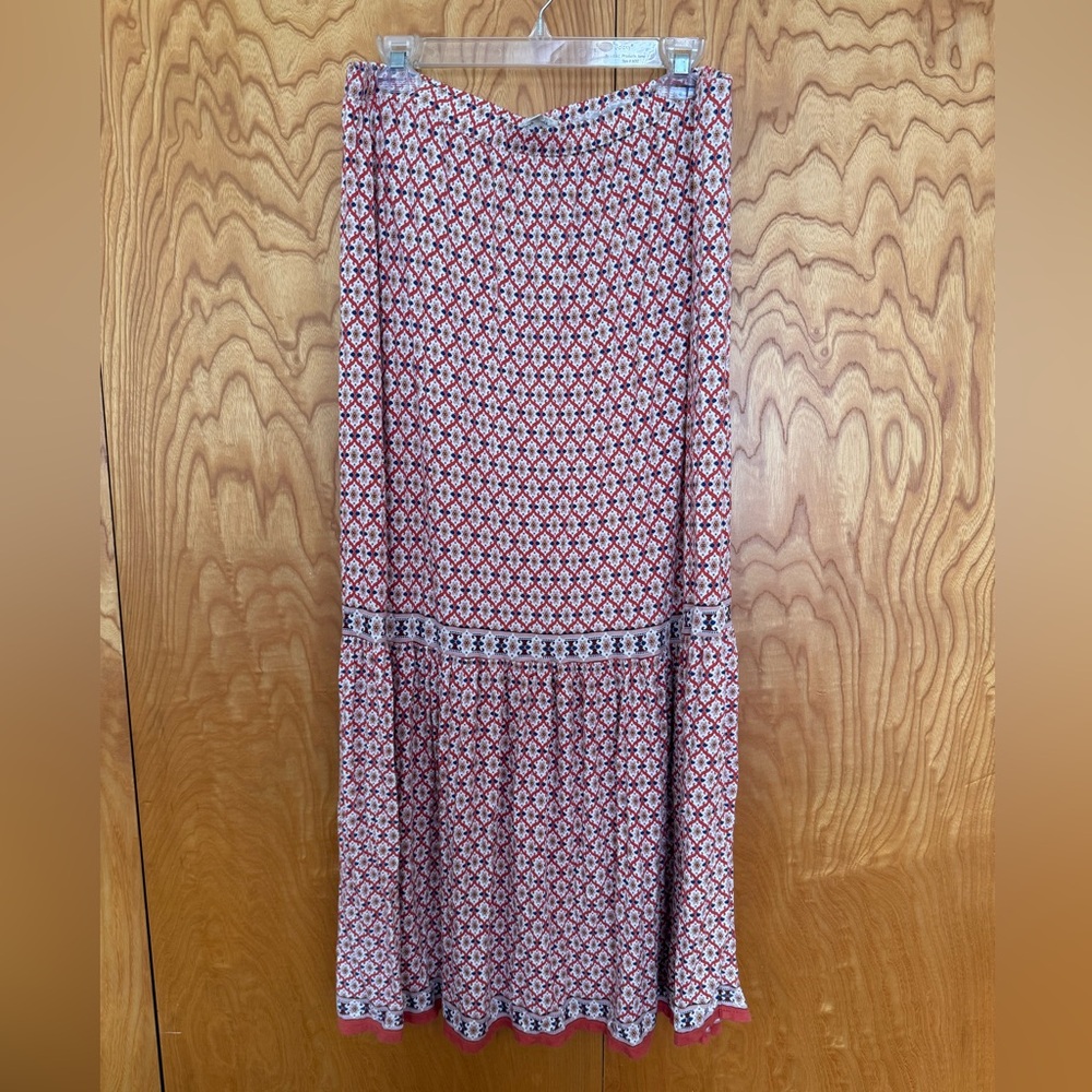 Max Studio Red and White Floral Maxi Skirt